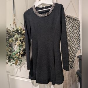 Elegant Guess Black Party Dress with Embellished Neckline Large